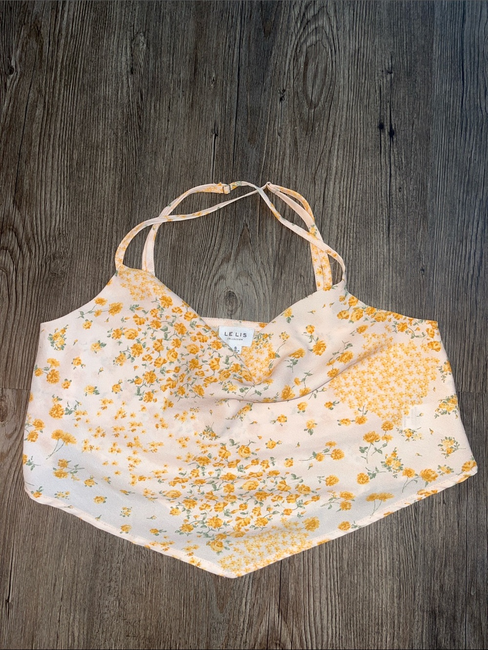 LE LIS Yellow Floral Halter Camisole